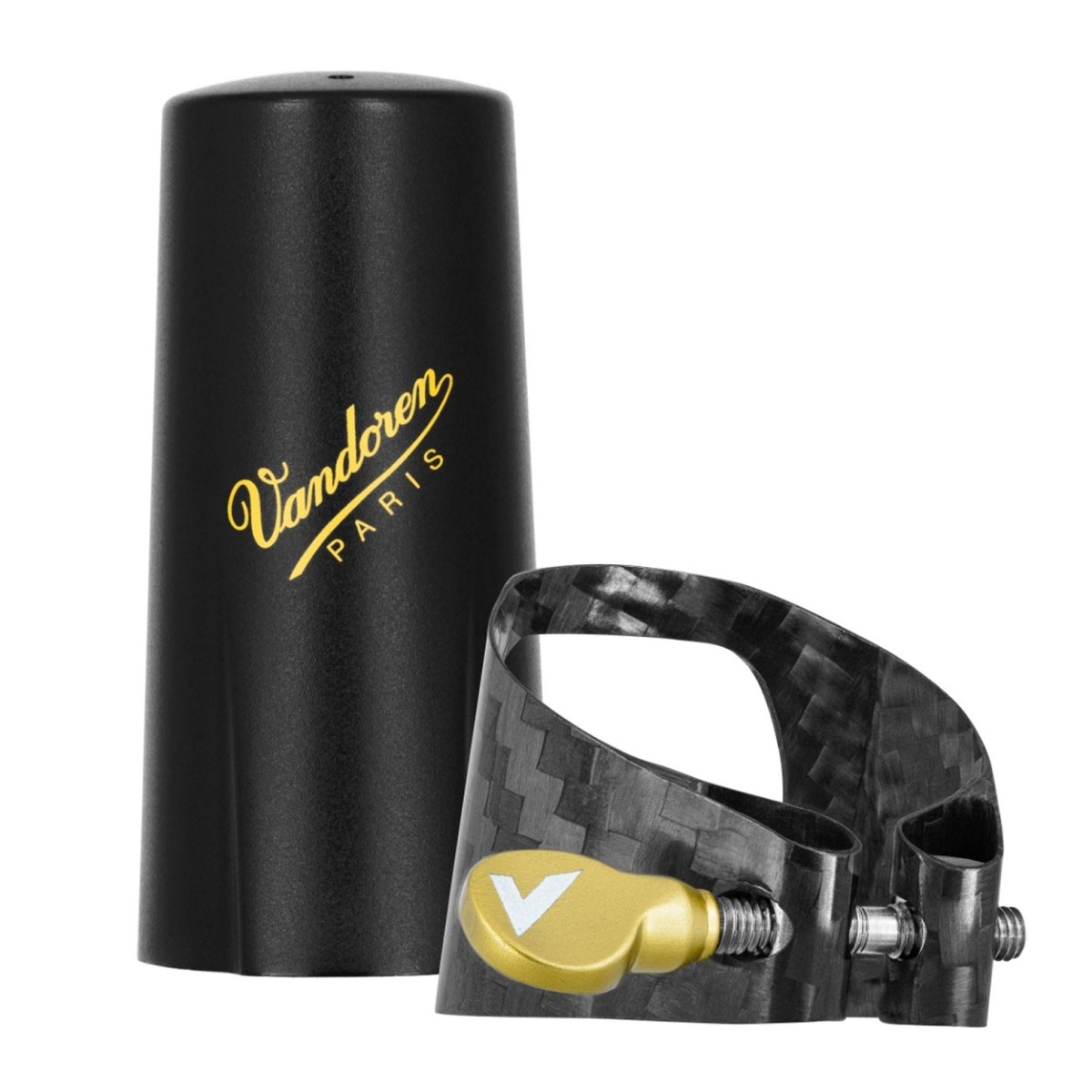 Vandoren Carbon Alto Sax Ligature and Cap Gold Hardware
