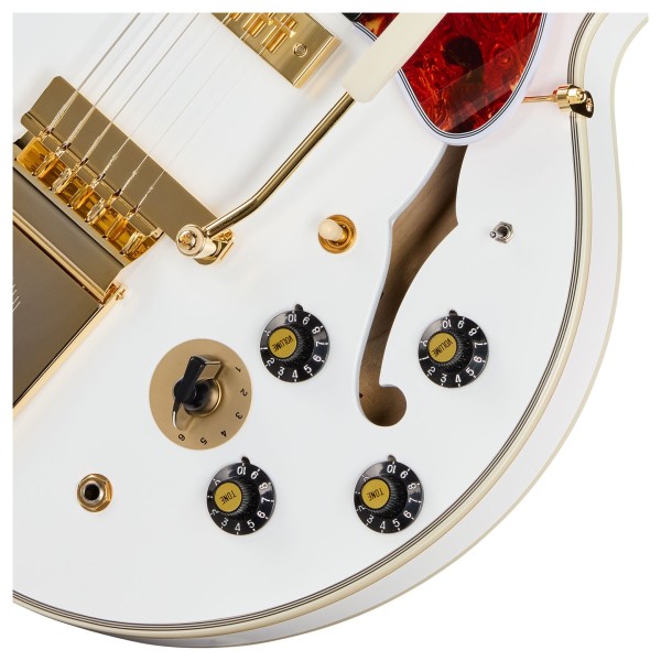 Epiphone Alex Lifeson 1976 ES-355 Reissue, Alpine White - controls