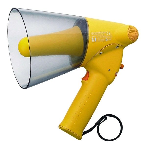 TOA Handheld Megaphone, 6W, IPX5, with Whistle, Yellow, Range 250m/315m