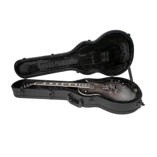 Gibson Mark Morton Modern Quilt, Translucent Ebony Burst Satin #226750196 - guitar in case