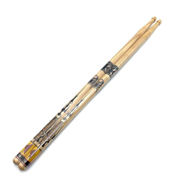 Hot Sticks 7A Wood Tip Artisticks, Grey Skull