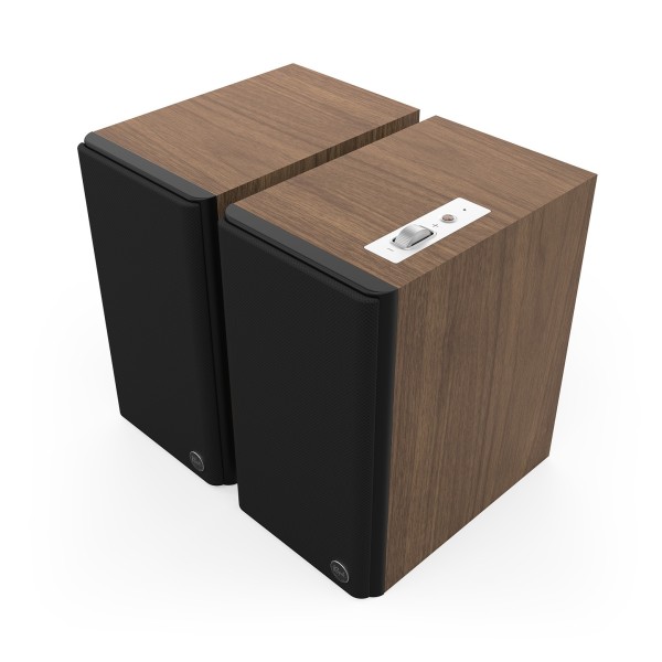 Klipsch The Fives II Active Hi-Fi Speakers, Walnut - grille 