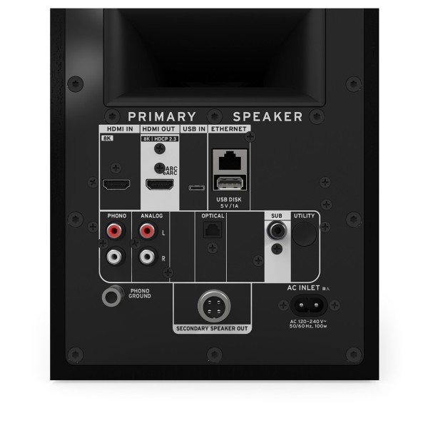 Klipsch The Fives II Active Hi-Fi Speakers, Ebony - connections 