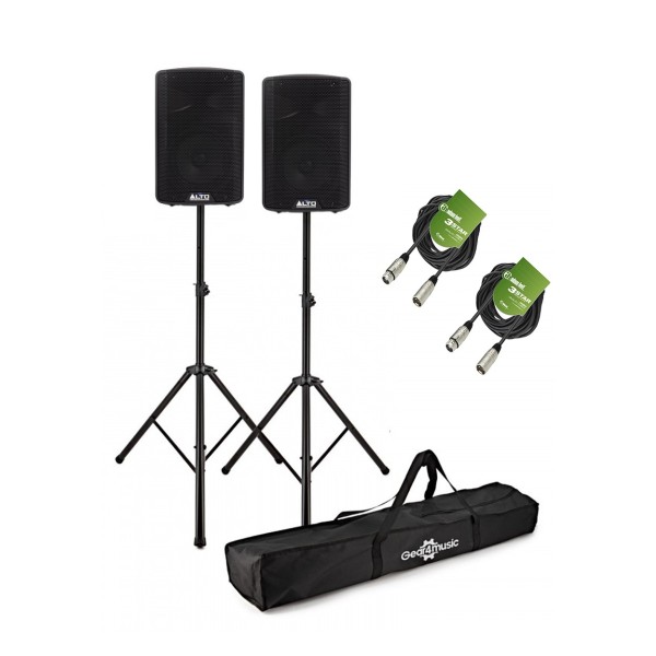 Alto Professional TX408 8 Active PA Speaker Bundle with Stands and Cables