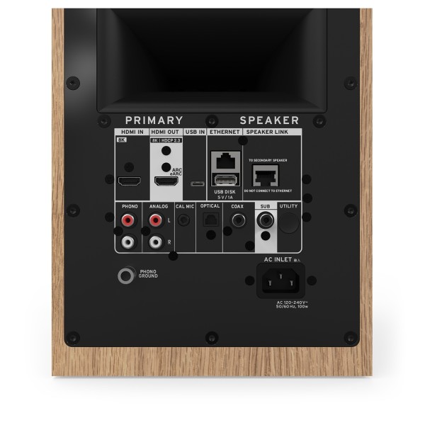 Klipsch The Sevens II Active Hi-Fi Speakers, Red Oak -connections 