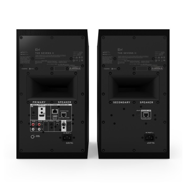 Klipsch The Sevens II Active Hi-Fi Speakers, Ebony - rear 