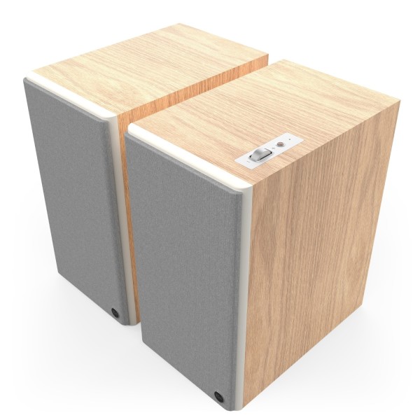 Klipsch The Nines II Active Hi-Fi Speakers, Red Oak - front grille 