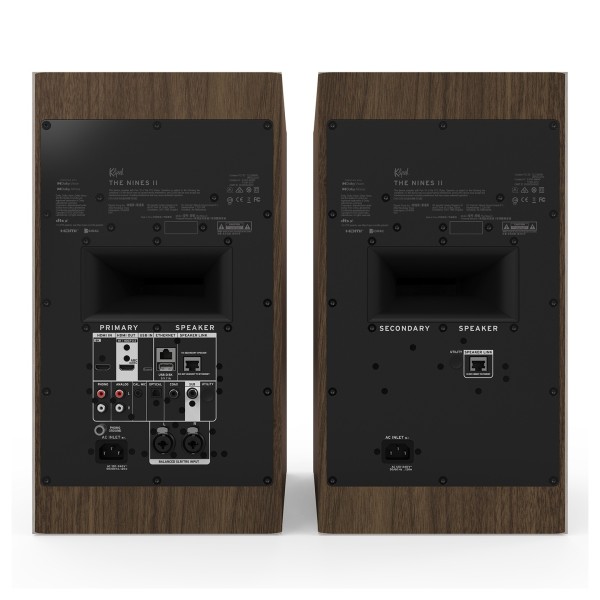 Klipsch The Nines II Active Hi-Fi Speakers, Walnut - rear 
