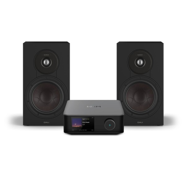 WiiM Amp Ultra Amplifier & DALI Sonik 3 Bookshelf Speakers Hi-Fi Bundle, Black Ash - Bundle