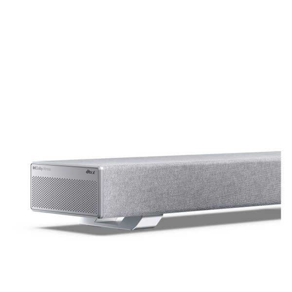 SHARP Q Range 3.1.2 Channel Soundbar with Wireless Subwoofer, Silver - bar end close 