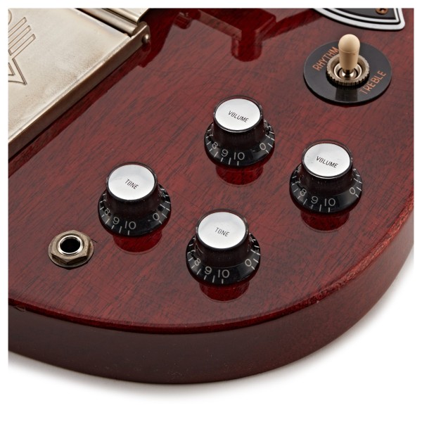 Gibson Custom 1964 SG Standard Maestro, Aged Cherry Red #600244 - controls