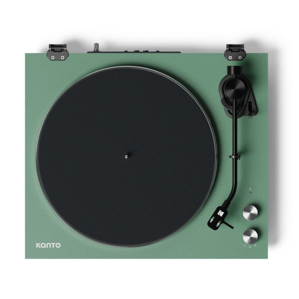 Kanto OBI3 Record Player, Matte Green - Top