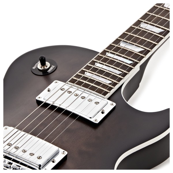 Gibson Mark Morton Les Paul Modern Quilt, Translucent Ebony Burst Satin #226750199 - upper frets