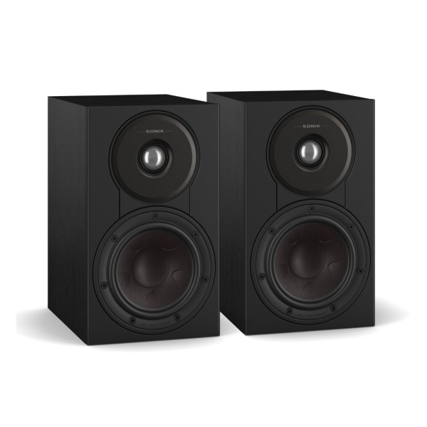 DALI Sonik 1 Bookshelf Speakers (Pair), Black Ash - Angled