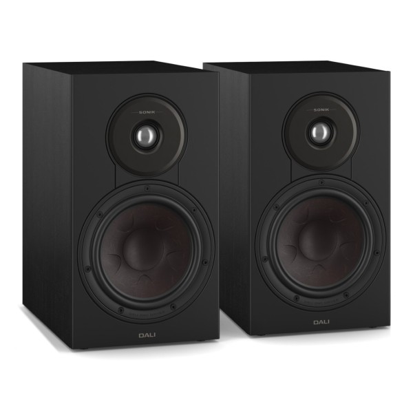 DALI Sonik 3 Bookshelf Speakers (Pair), Black Ash - Angled