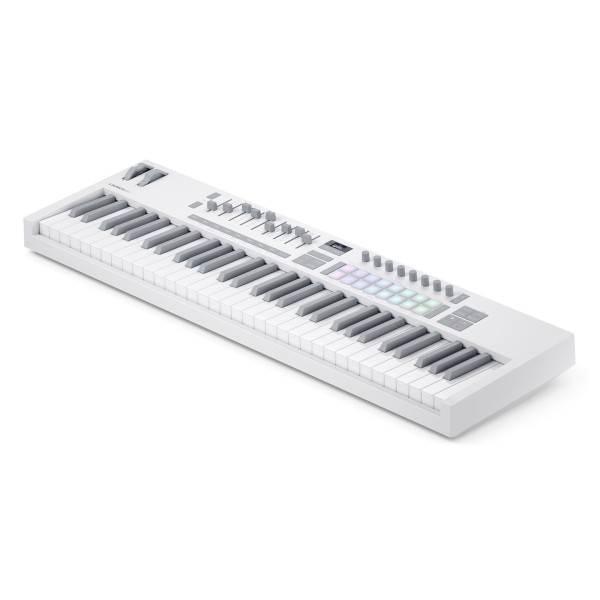 Novation Launchkey 61 MIDI Keyboard, White - Angled
