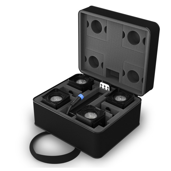 Chauvet DJ Freedom H1 IP X4 Wireless LED Wash Light System 4 Pack, Black - In Case Open