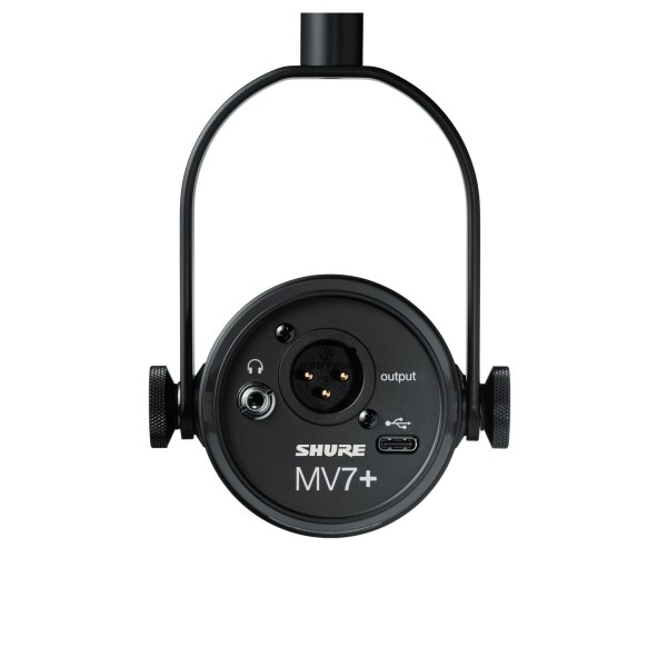 Shure MV7+ USB/XLR Podcast Microphone, Black - Back