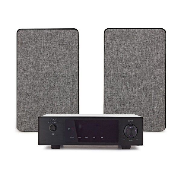 AVCOM Solid State Amplifier with Passive Speakers, Black
