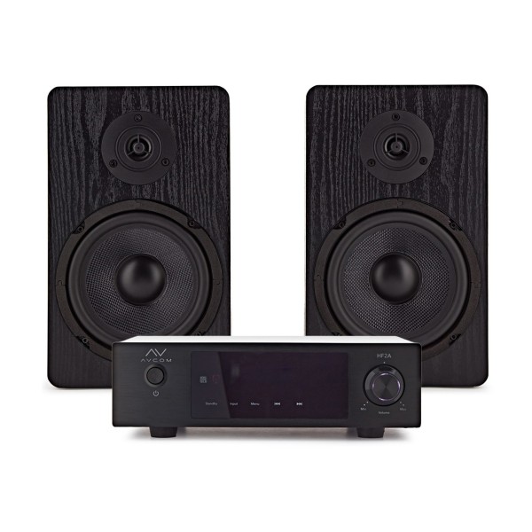 AVCOM Solid State Amplifier with Passive Speakers, Black