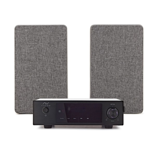 AVCOM Solid State Amplifier with Passive Speakers, Black