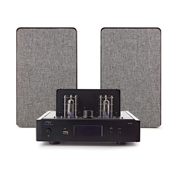 AVCOM Solid State Amplifier with Passive Speakers, Black
