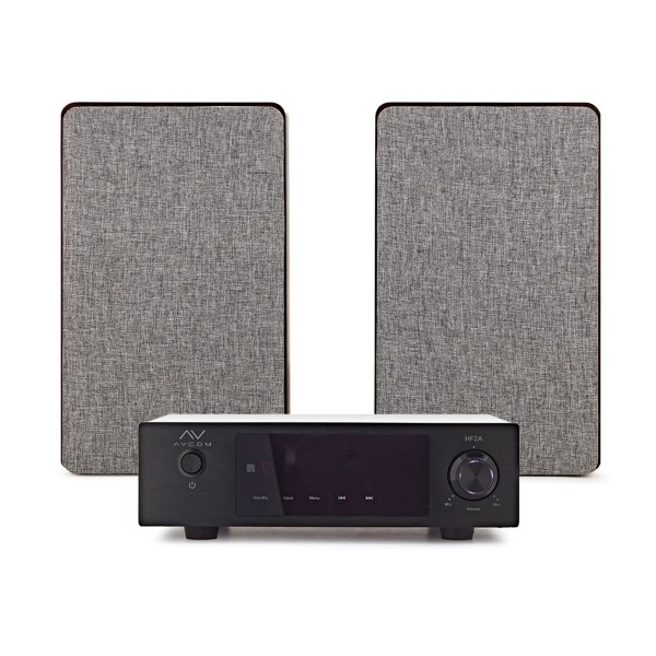 AVCOM Solid State Amplifier with Passive Speakers, Black