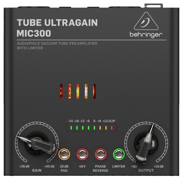 Behringer MIC300 Vacuum Tube Preamplifier with Limiter- Front
