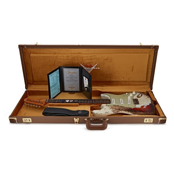 Fender Custom Shop 1961 Stratocaster Super Heavy Relic, Aged Olympic White over 3-Color Sunburst - guitar in case