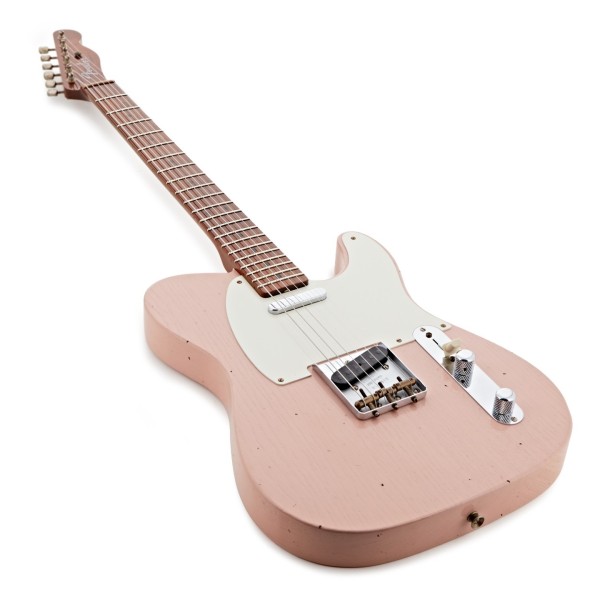 Fender Custom Shop Limited Edition Roasted Reverse '50s Telecaster Journeyman Relic, Aged Shell Pink - angled shot