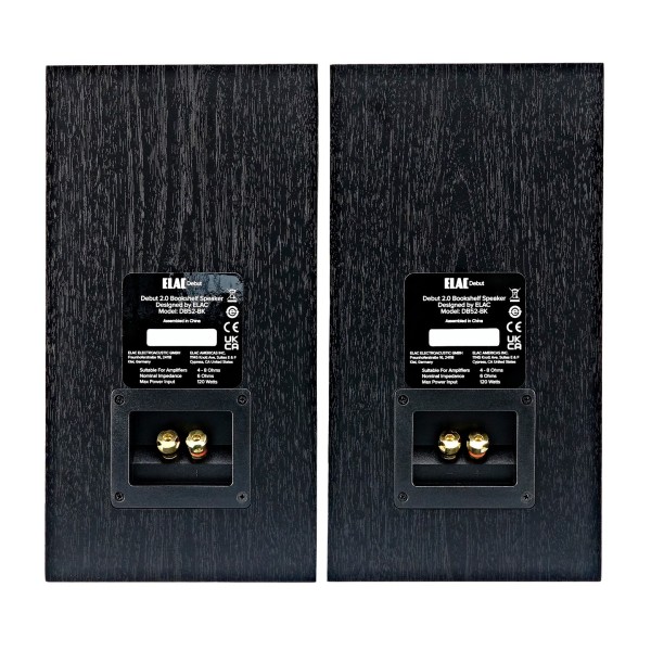 ELAC Debut B5.2 Vinyl Bookshelf Speaker (Pair), Black Ash - rear