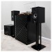 ELAC Debut B5.2 Bookshelf Speaker (Pair), Black Ash - lifestyle with Varro subwoofer