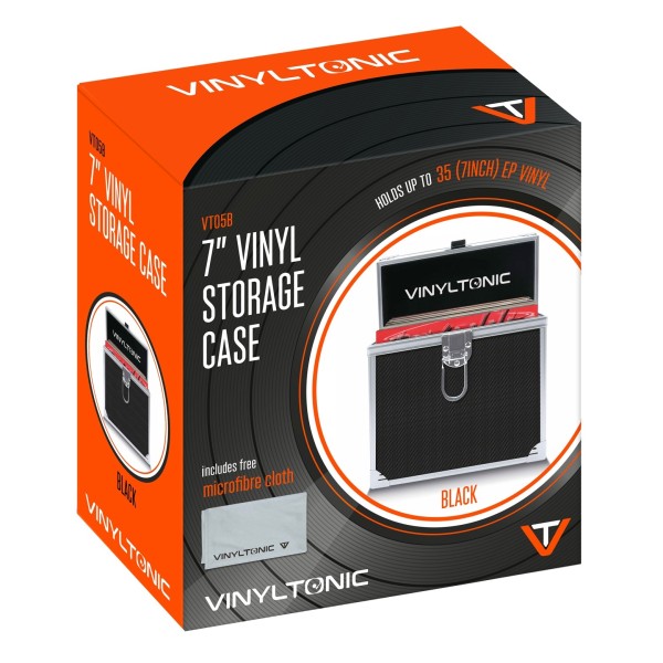 Vinyl Tonic 7" Record Storage Case With Cloth, Black - Box