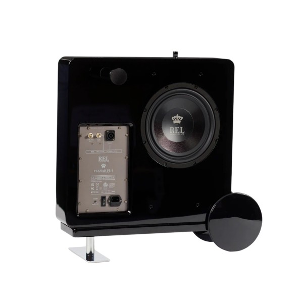 REL Planar PL-1 Subwoofer, Gloss Black wheels rear 