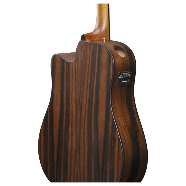 Ibanez AAD70CE Advanced Acoustic, Transparent Charcoal Burst - back of body