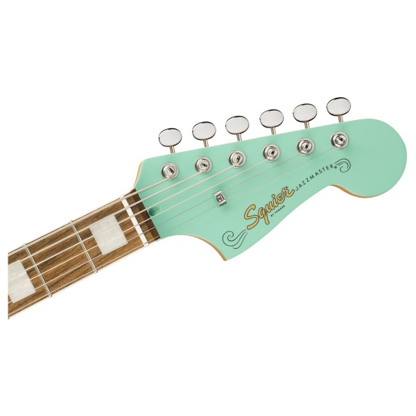 Squier Paranormal Baritone Jazzmaster HH, Sea Foam Green - headstock