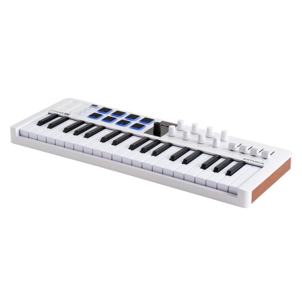 Arturia Minilab 37 MK3 MIDI Keyboard, White - Angled