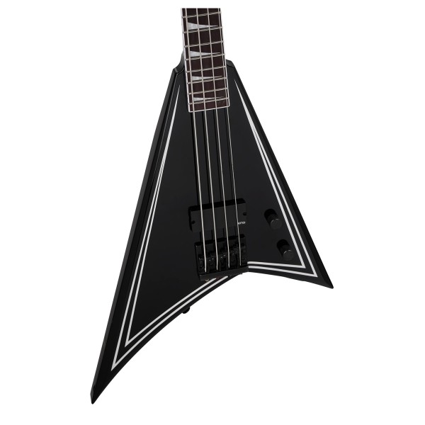 Jackson X Series RRB IV Rhoads Bass, Black with White Pinstripes - hardware