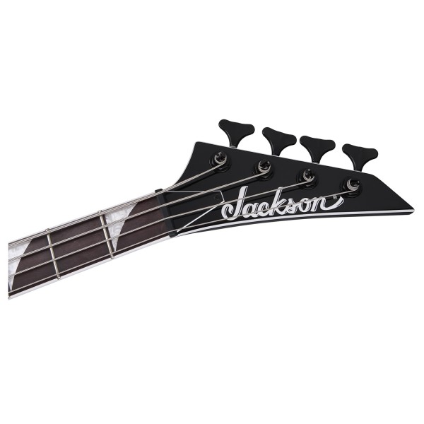 Jackson X Series RRB IV Rhoads Bass, Black with White Pinstripes - headstock