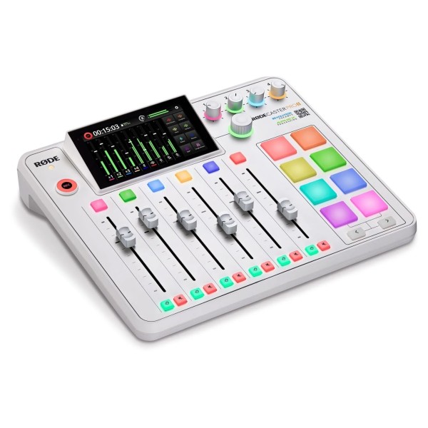 Rode RodeCaster Duo Podcast Interface, White - Angled