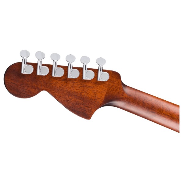Fender California Deluxe Monterey E, Ivory Pickguard, Aztec Gold - back of headstock