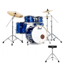Pearl Export EXX 20" Fusion Drum Kit With D-50 Drum Throne, High Voltage Blue