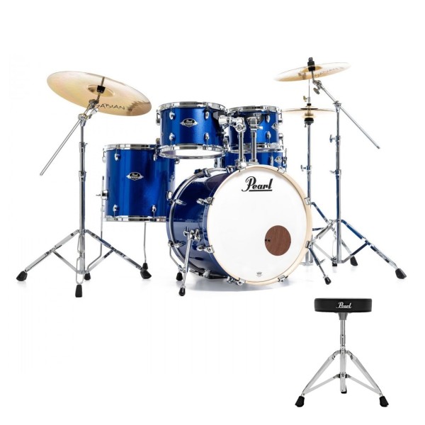 Pearl Export EXX 20" Fusion Drum Kit With D-50 Drum Throne, High Voltage Blue