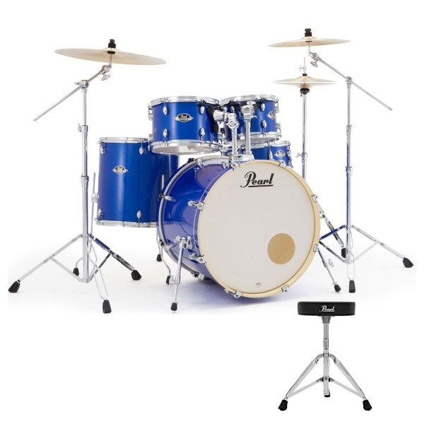 Pearl Export 22" USA Fusion Drum Kit With D-50 Drum Throne, Midnight Blue