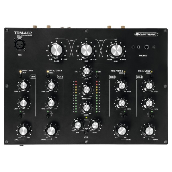 Omnitronic TRM-402 4 Channel Rotary Mixer - Top