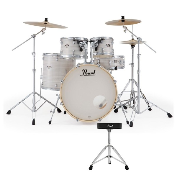 Pearl Export 22" USA Fusion Drum Kit With D-50 Drum Throne, Slipstream White
