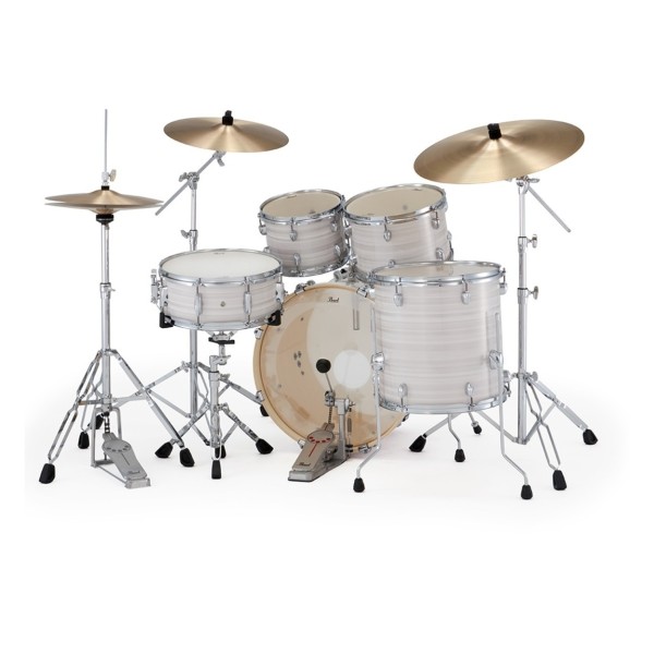 Pearl Export 20" Fusion Drum Kit With D-50 Drum Throne, Slipstream White