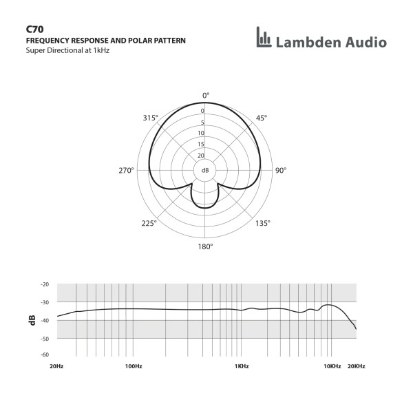 Lambden Audio C70 Handheld Condenser Microphone, Boom Stand Pack
