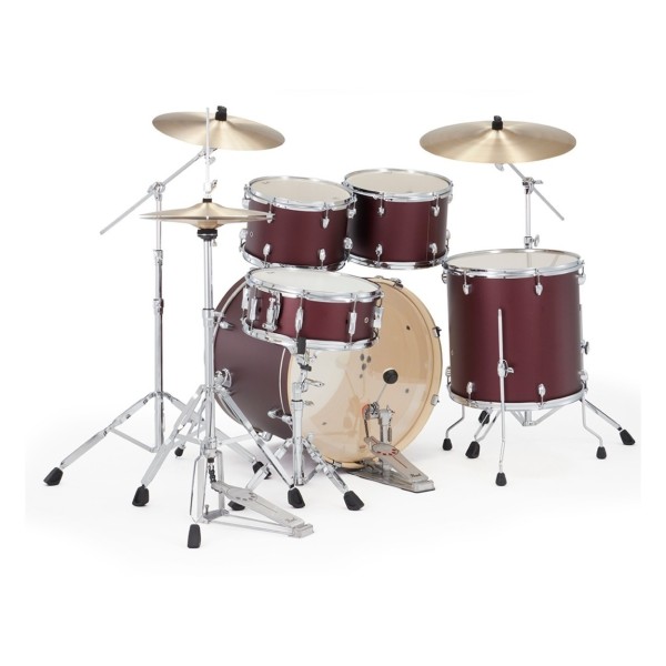 Pearl Export 22" Rock Drum Kit With D-50 Drum Throne, Satin Scarlet