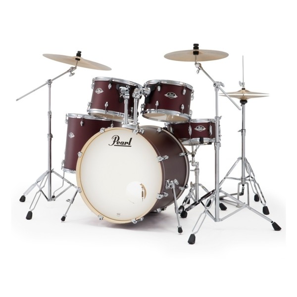 Pearl Export 22" Rock Drum Kit With D-50 Drum Throne, Satin Scarlet